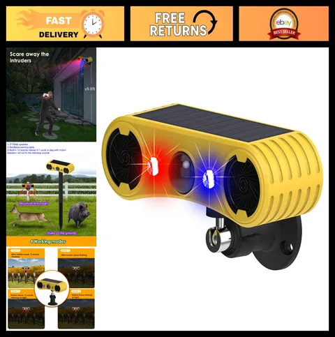 Solar Outdoor Motion Sensor Alarm - 13 Sounds, Loud Security Alert System