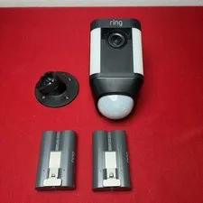 Ring - Spotlight Cam Plus 1080p Battery Camera - Black WITH MOUNT & BATTERIES