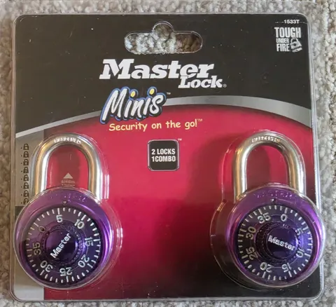 Master Lock Minis 1533T 2 Pack Combination Locks Purple - New 1 combo