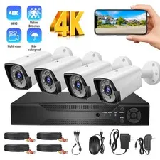 4 Pack 1080p Full HD Outdoor Security Camera System, Smart Home Night Vision DVD