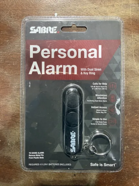 Sabre Personal Alarm with Dual Siren and Keyring In Black NEW & SEALED