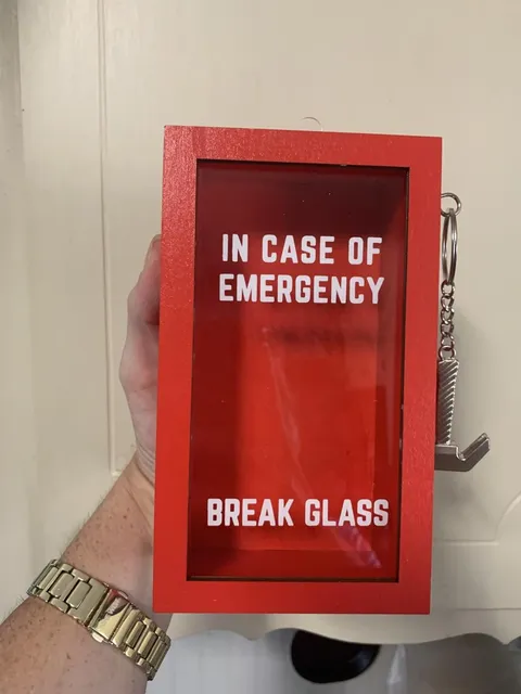 Funny Emergency Box with Hammer Break Glass Prank Gift Office Desk Decor White