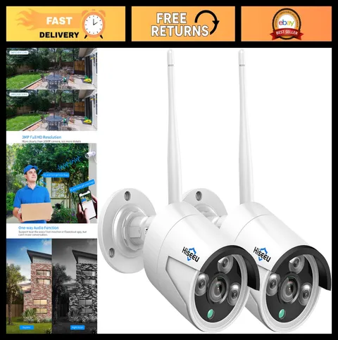 2 Pack 3MP Outdoor Wireless Security Cameras, Waterproof, IR Cut, Night Vision,