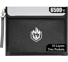 Andyer 2 Pockets Fireproof Document Bag, 6500°F Heat Shield for Valuables | 1...