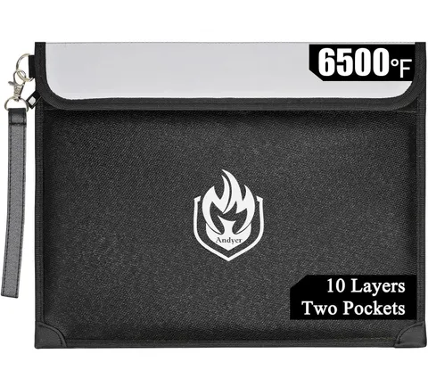 Andyer 2 Pockets Fireproof Document Bag, 6500°F Heat Shield for Valuables | 1...
