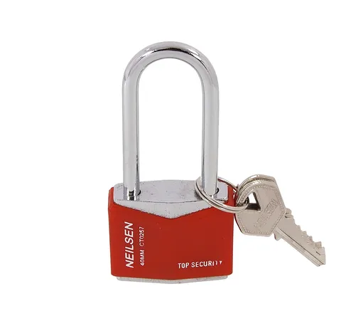 Padlock 40mm Long Shackle Anti-Pick Pin Tumbler Chrome Iron 3 Keys