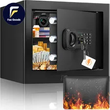 9.84"H Small Safe Box for Money 1.2 Cuft Security Safe with Fireproof Bag
