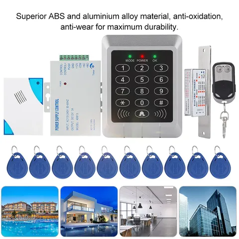 Keypad Access Control System Kit Door Lock 125KHz EM Card For Door Entry