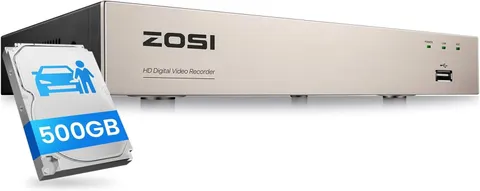 ZOSI 8CH 1080P Home Security DVR with 500GB Hard Drive, AI Human/Vehicle Detecti