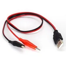 1set 0.5M/1.65Ft USB A Male To Dual Alligator Clip Test Cable DC Power Lead