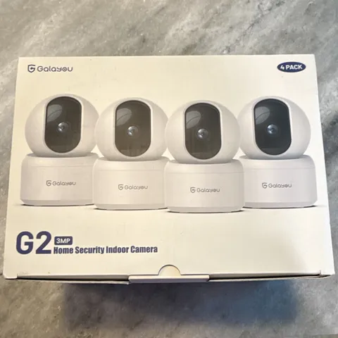 Galayou G2 3MP Indoor Wi-Fi IP Security Camera, Google Assistant, 4 Pack