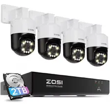 4K UHD 8-Channel 2TB POE NVR Security System with 4-Wired 8MP Outdoor 360 PTZ Ca