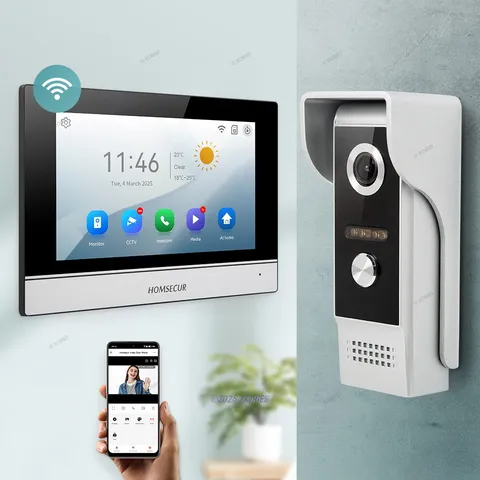 HOMSECUR 7" Waterproof WIFI Video Door Phone Intercom Doorbell External Memory