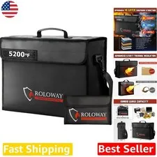 XL Fireproof Document Bag 5200°F Silicone Fiberglass Heat Insulated Portable