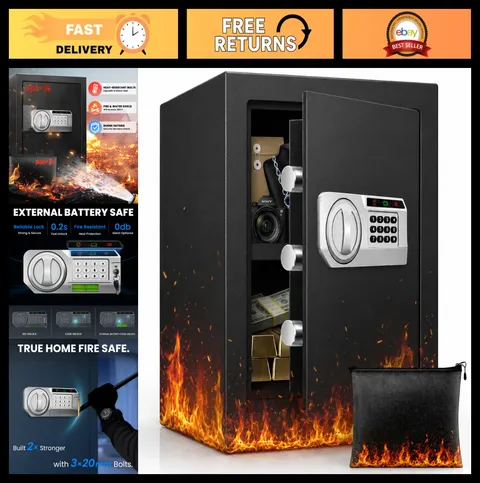 Fireproof Home Safe 2.5 Cubic ft - Digital Keypad, Easy Access, Removable Shelf,