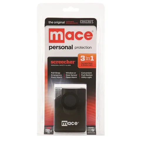 Mace Personal Alarm Belt Clip Lanyard or Door/Window 130 Decibels Black Takes 9V