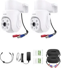 ZOSI 2 Pack 360°View Pan Tilt 1080P Wired Security Camera One-Way Audio Outdoor