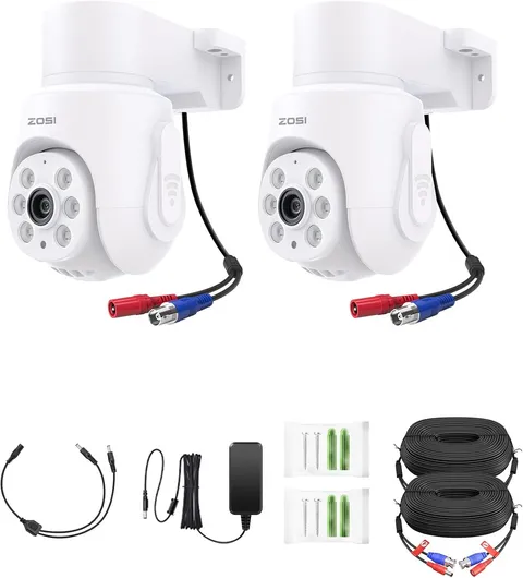 ZOSI 2 Pack 360°View Pan Tilt 1080P Wired Security Camera One-Way Audio Outdoor