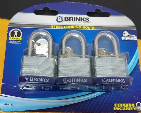 3- BRINKS Brand Padlocks 162-41301 High Security Steel Locking Cut Resistant