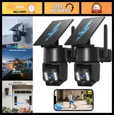 Wireless Solar Security Camera 2K 360° PTZ, 5G/2.4G Wi-Fi, Color Night Vision, P
