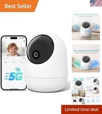 Indoor Camera 5G&2.4G WiFi,2K Security Cameras for Home Security,360°Pan & Ti...
