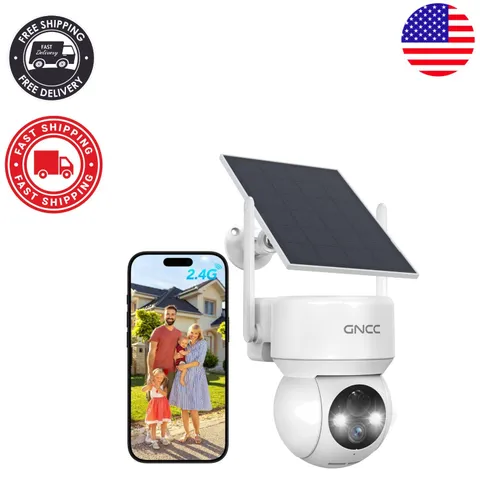 AI-Powered Solar Security Camera, 1080p Color Night Vision,  Waterproof