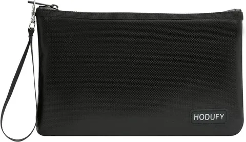 Fireproof Money Bag 6400℉ Cash Document Bank Bag Zipper Strap A5 Passport Black