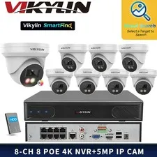 Vikylin SmartFind 8POE 8CH NVR Set Dual light Smart Color 5MP Mini IP Camera Lot