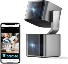 Dual Lens Security Camera Indoor 5G/2.4G WiFi, 2K+2K Pet Camera with Pan Tilt fo