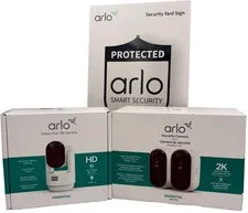 *Arlo Essential 2K Outdoor Camera 2-Pack with Indoor Camera & Yard Sign