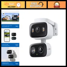 2K Indoor/Outdoor Dual Lens Pan/Tilt Wired Security Camera - Night Vision, Motio