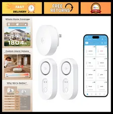 Smart Water Leak Detector 1804ft Range, WiFi Sensor with Alarm & Alerts, 2 Pack
