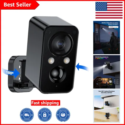 180° Pan Wireless Security Camera with 2K Night Vision for Outdoor Safety