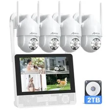 ANRAN WiFi Security Camera System Wireless Outdoor Pan/Tilt 8CH 5MP 12'' Monitor