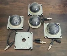Lot of 4 Vintage CCTV BNC Surveillance Cameras Untested Movie Prop +Mount Plate