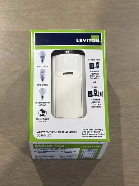 Leviton DOS05-1LZ LED/CFL Motion Sensor Wall Mount White Ivory Almond