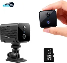 Wireless Small Indoor Security Camera  32GB SD Card No Monthly Fee   Long