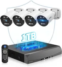 Two-Way Audio Poe Security Camera System Outdoor, 5MP Wired Cameras with 4K 8CH