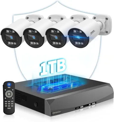 Two-Way Audio Poe Security Camera System Outdoor, 5MP Wired Cameras with 4K 8CH