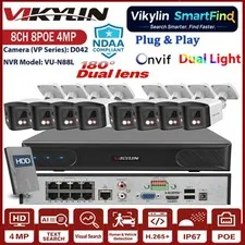 Vikylin SmartFind 8CH 8POE NVR 4MP Dual Lens 180° Panoramic POE IP Camera Lot
