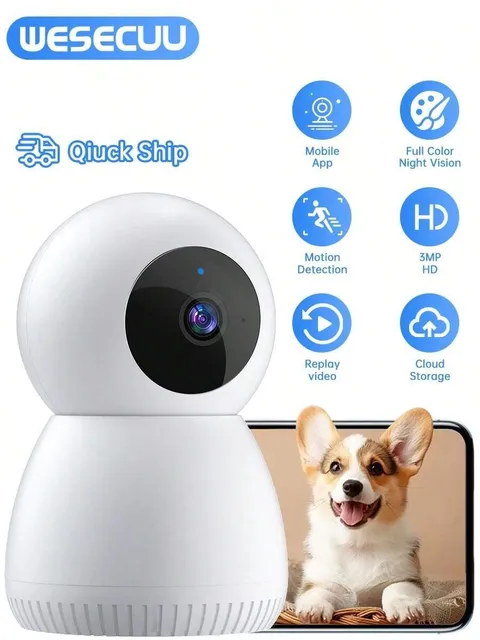 2PCS 1080P WiFi Indoor Security Camera Pet Baby Monitor 360 Pan Tilt 2-Way Audio