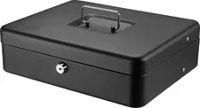 Sentrysafe Black Money Saving Box with Cash Tray and Key Lock, Portable Safe Box