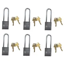 6-PACK American Lock Keyed Padlock 3/4 in Rectangle Silver A5102 KD