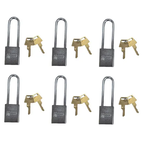 6-PACK American Lock Keyed Padlock 3/4 in Rectangle Silver A5102 KD
