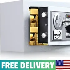 Electronic Digital Security Keypad Lock Box - 0.23 Cubic Feet Mini Safe For Offi
