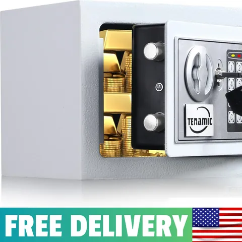 Electronic Digital Security Keypad Lock Box - 0.23 Cubic Feet Mini Safe For Offi