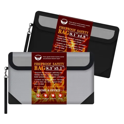 Small Money Bag 2 Pack 8.3“ × 5.1”，Zippered Fireproof Waterproof Document Bag...