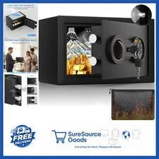 Small Safe for Home 6.69"H Fireproof Waterproof Bag Alarm System Black