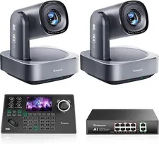 4K NDI PTZ Camera Bundle/Kit - 2-Pack 20X Optical + 8X Digital Zoom AI Tracking