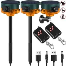 Qualirey 2 Pack Solar Outdoor Motion Sensor Alarm-Dog Alarm Sound, Yellow